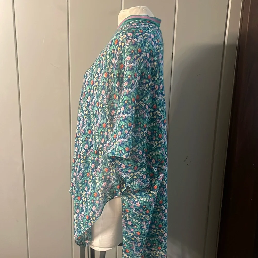 Steve Madden Duster Jacket Blue Green Cover Up Festival Boho Romantic Fairy